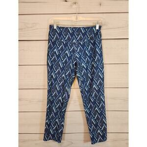 Nike Dri-Fit Womens Blue Geometric Mid Rise Stretch Cropped‎ Leggings Small
